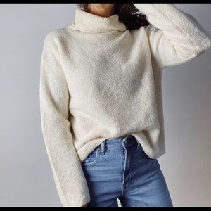 EILEEN FISHER Boucle Knit Turtleneck Sweater Ivory
